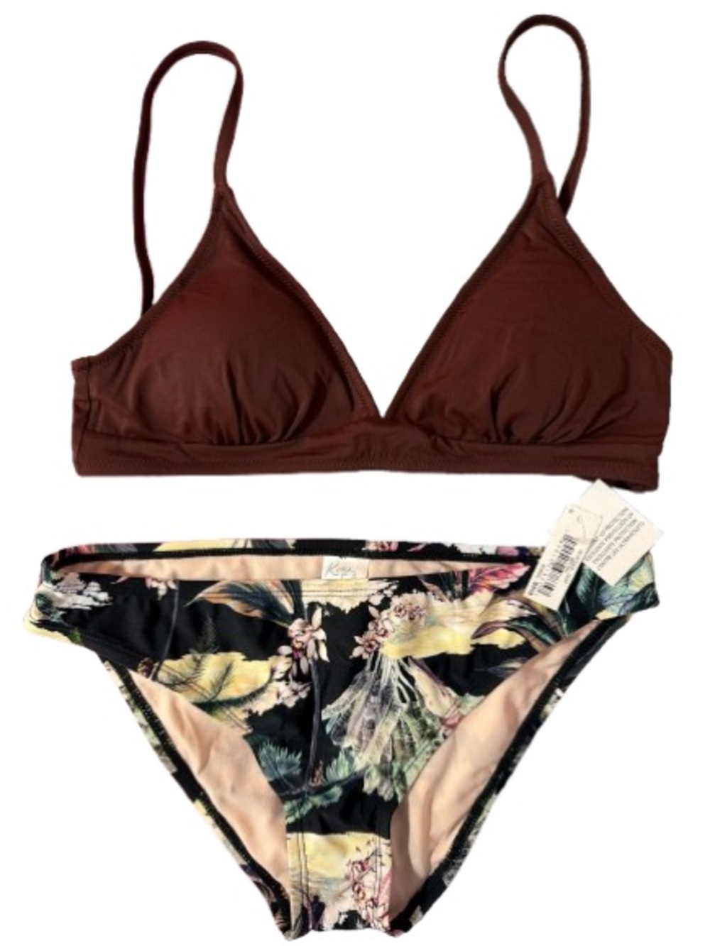 NWT Kona Sol Bikini Swim SetTropical Bottom With Amazon  Easentials Top Size Med
